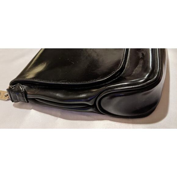Nine West Black Vegan Patent Leather Convertible Shoulder Bag Clutch Chain Strap - Picture 4 of 15
